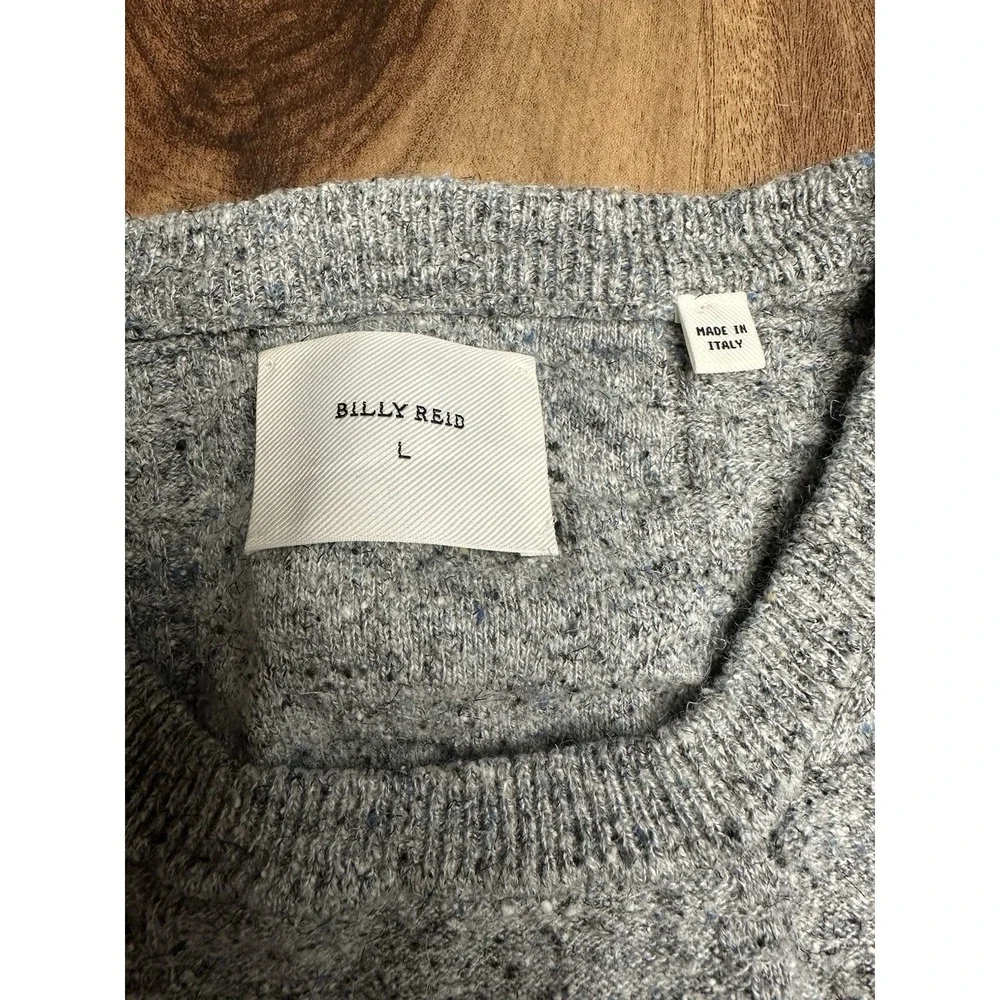 Billy Reid Sweater Large Speckled Textured Pullover Cotton Silk Knit Italy